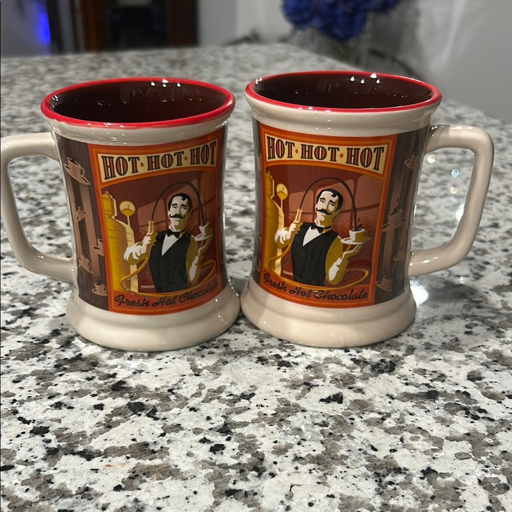 Warner Bros Cream and Red Ceramic Mugs